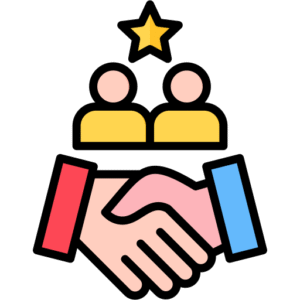 Two people shaking hands with star